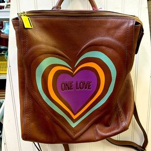 One love Fossil brown leather backpack new with tags Cadella Marley